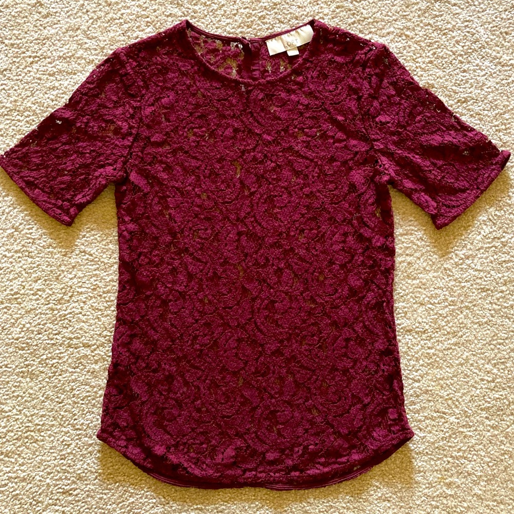 LOFT Lacy Burgundy Blouse